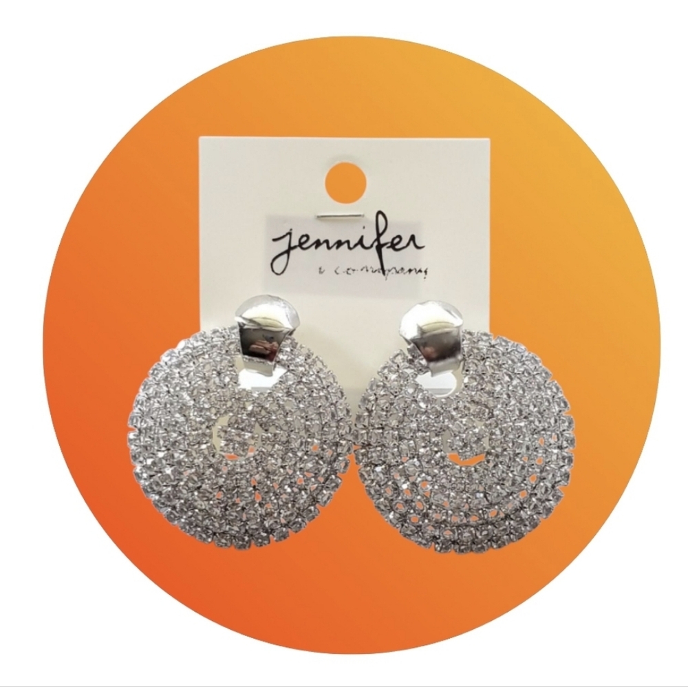 Crystal Clear Rhinestone Earrings - Picture 2 of 2